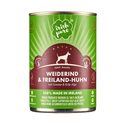 Irish Pure Premium Nassfutter Weiderind getreidefrei 12x 390g