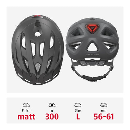 ABUS Urban-I 3.0 Cityhelm mit LED-Rücklicht, Titan, L (56-61 cm)
