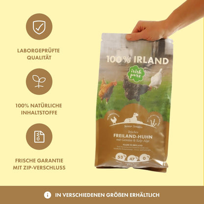 Irish Pure Senior Hundetrockenfutter - Freiland-Huhn, Getreidefrei, 12kg