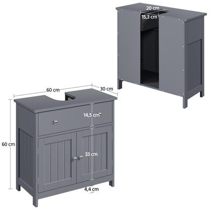 Yaheetech Waschbeckenunterschrank Landhausstil – Dunkelgrau