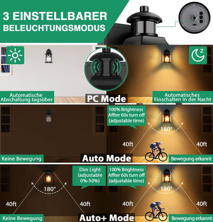 Lamomo Aussenwandleuchte LED – Bewegungsmelder Alu IP23