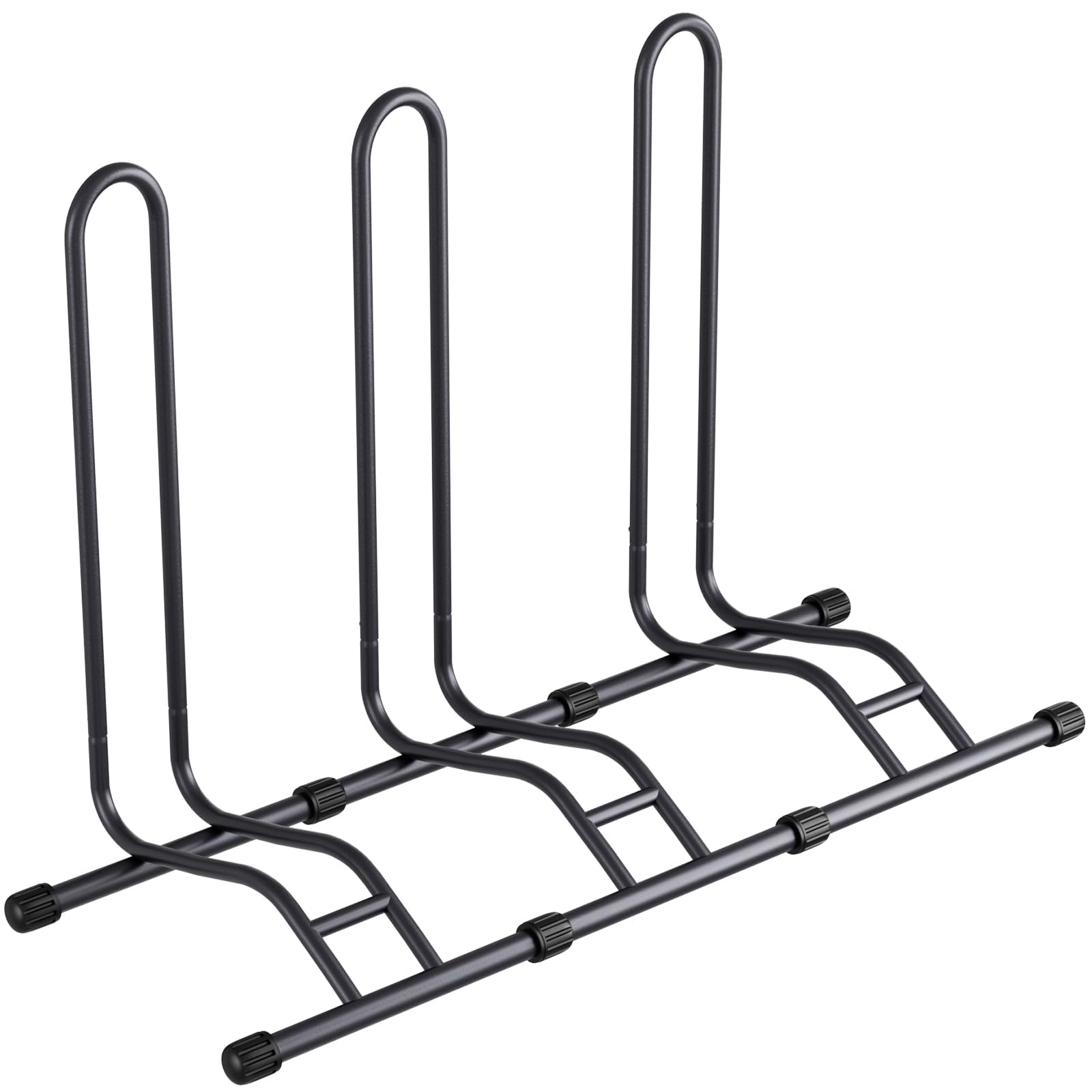 TLGREEN Fahrrad Bodenständer Set – 3 Stück, Schwarz, für bis 80mm Reifen. Schwarze Metallständer für sicheres Fahrradparken.