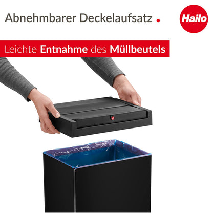 Hailo Big-Box Swing XL Mülleimer - 52L Rechteckig Schwarz