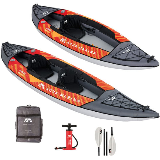 Aqua Marina Memba 2022 Aufblasbares Kajak - 2 Personen, 12'10". Langes, schmales zum Paddeln auf Gewässern.