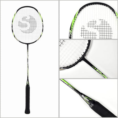 Senston Badmintonschläger Set Graphit, 2 Schläger mit Federbällen