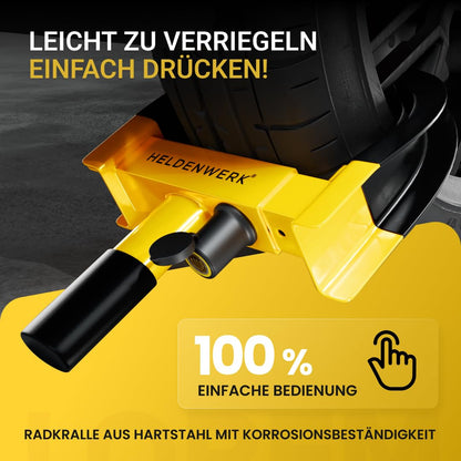 HELDENWERK Parkkralle Radkralle mit Hochsicherheitsschloss, 18-30 cm