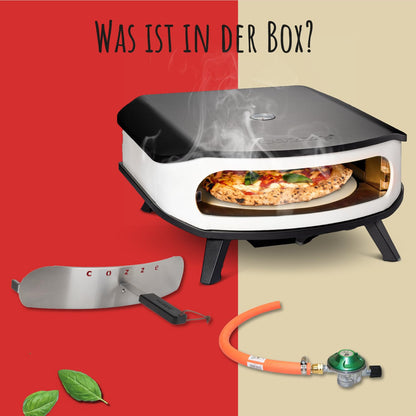 cozze® 17" Pizzaofen Gasofen - rotierender Pizzastein & LED