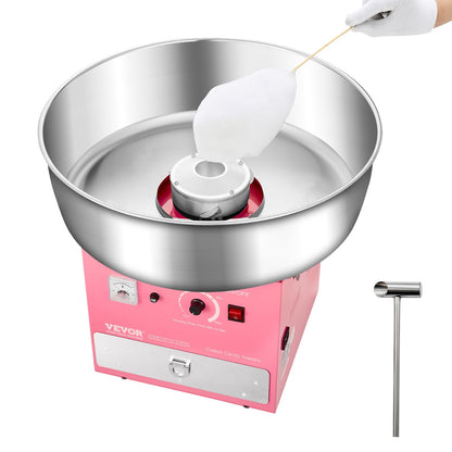 VEVOR Zuckerwattemaschine elektrisch 1000 W, Edelstahlschüssel, Rosa zur Herstellung von Zuckerwatte