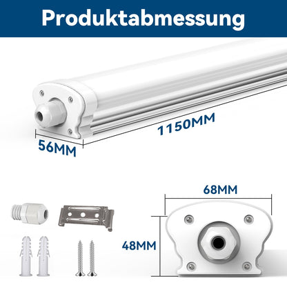JESLED LED Feuchtraumleuchte 120cm IP65 30W 5200 Lumen 4000K 6 Stück