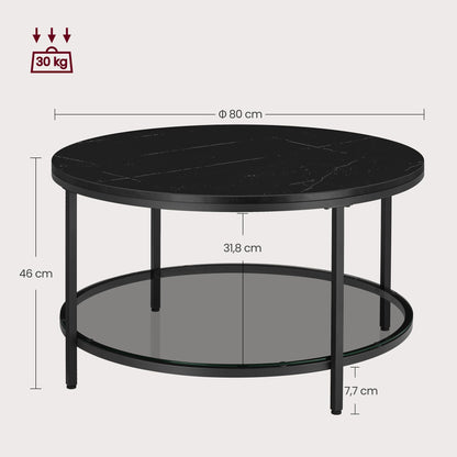 VASAGLE Couchtisch LCT071B58, Wohnzimmertisch mit Glasplatte