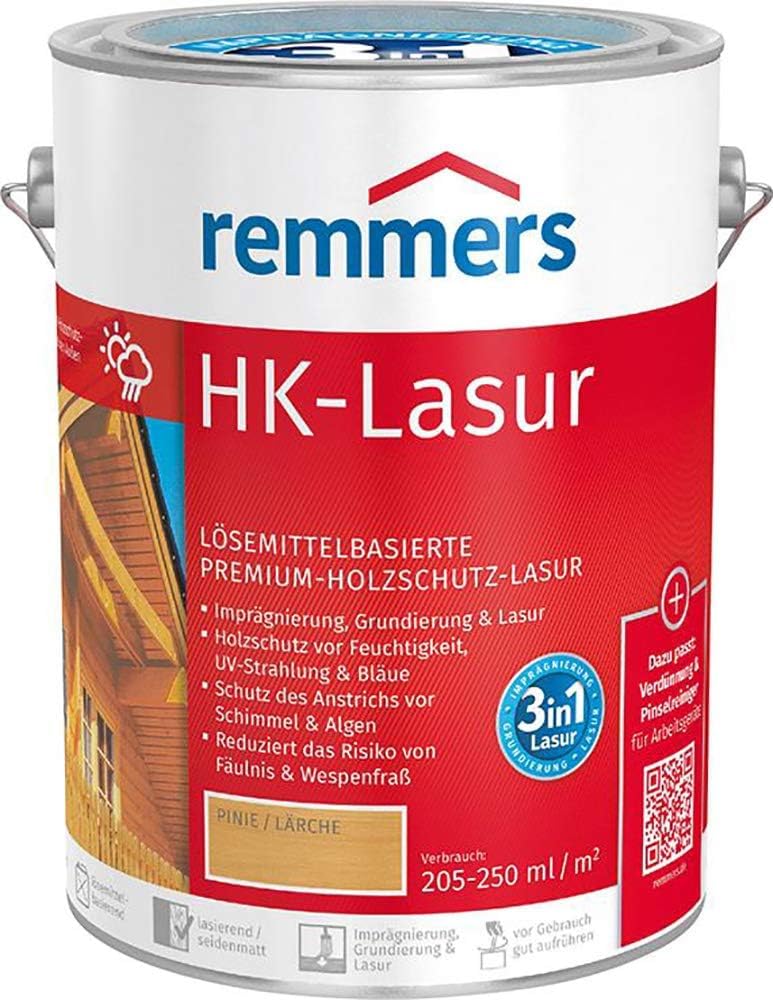 Remmers HK-Lasur 3in1 Teak, Holzlasur für aussen, 5 Liter – Gebinde der Holzlasur im Farbton Teak