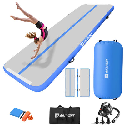 AKSPORT Airtrack 3m aufblasbare Turnmatte mit Air Roll und Luftpumpe