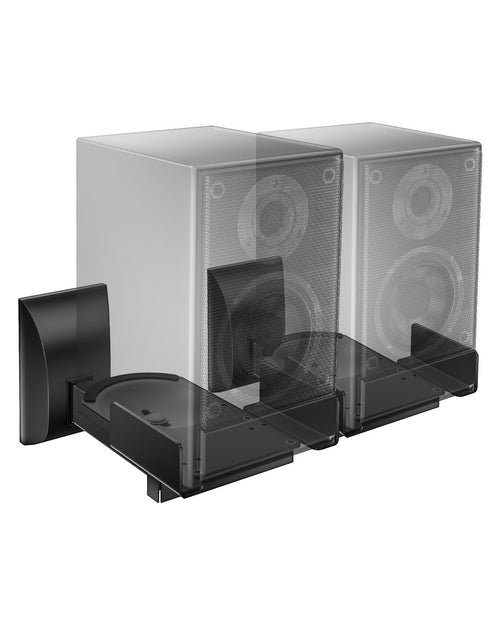 WALI Lautsprecher-Wandhalterung SWM201, 2er-Set, bis 25 kg, Schwarz aus Metall zur Wandmontage von Surround-Lautsprechern