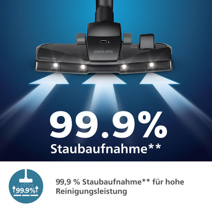 Philips Performer LED Beutelstaubsauger XD8122/10, Deep Black