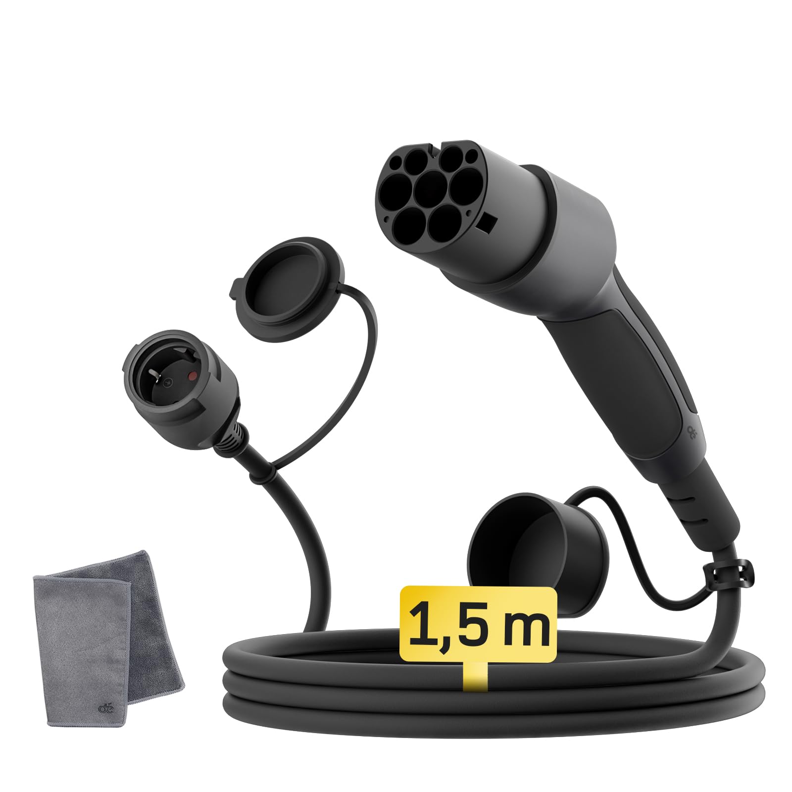 dé Ladeadapter Typ 2 auf Schuko 16A 1,5 m für E-Auto, E-Bike – Adapterkabel mit Typ-2-Stecker und Schuko-Steckdose