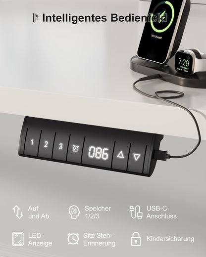 Homall Elektrischer Schreibtisch 140x70 cm - Memory Funktion