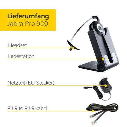 Jabra Pro 920 DECT Headset - Mono, Schwarz