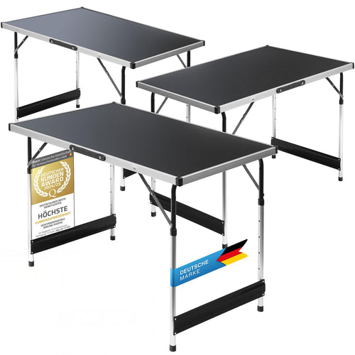 GOODS+GADGETS Multifunktionstisch, höhenverstellbar, 3er Set, Grau – klappbarer Campingtisch mit Aluminiumgestell