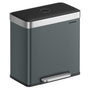 SONGMICS Mülleimer Küche 2 x 30 L, Edelstahl, Softclose, grüngrau mit Fusspedal