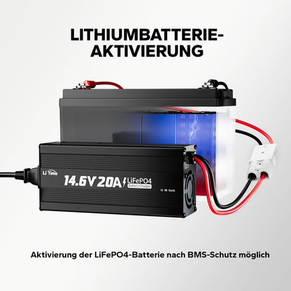 LiTime LiFePO4 Batterieladegerät 14,6V 20A mit Anderson Stecker