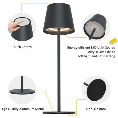 K-Bright LED Akku Tischlampe GT-009RGB, 2er Set, RGB, IP54, Anthrazit