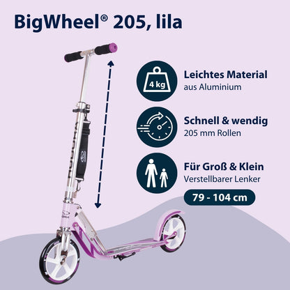 HUDORA BigWheel Scooter 205 - Höhenverstellbarer & zusammenklappbarer