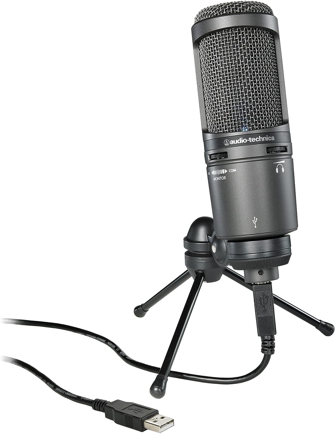 Audio-Technica AT2020USB+ USB Kondensatormikrofon Niere Schwarz. Zylindrisches Mikrofon für USB-Audioaufnahme von Sprache und Instrumenten.