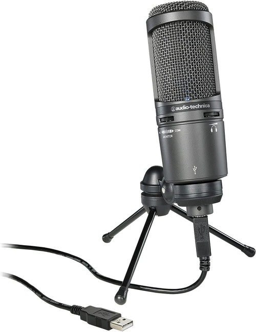 Audio-Technica AT2020USB+ USB Kondensatormikrofon Niere Schwarz. Zylindrisches Mikrofon für USB-Audioaufnahme von Sprache und Instrumenten.