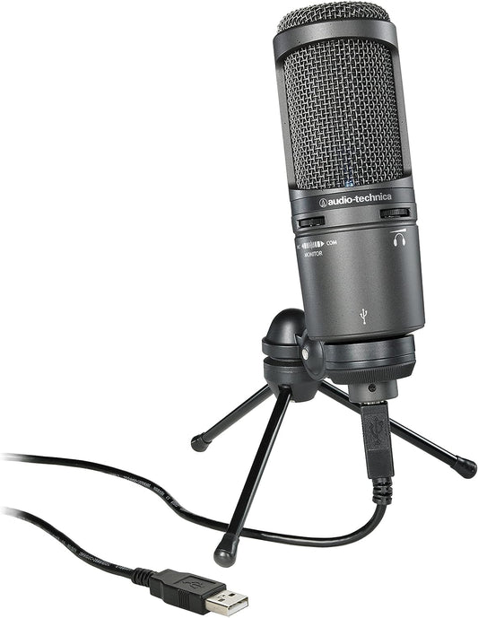 Audio-Technica AT2020USB+ USB Kondensatormikrofon Niere Schwarz. Zylindrisches Mikrofon für USB-Audioaufnahme von Sprache und Instrumenten.