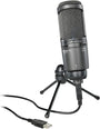 Audio-Technica AT2020USB+ USB Kondensatormikrofon Niere Schwarz. Zylindrisches Mikrofon für USB-Audioaufnahme von Sprache und Instrumenten.