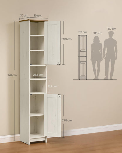 SONGMICS HOME Badezimmerschrank BBC667WJ01 schmal 30 x 30 x 170 cm