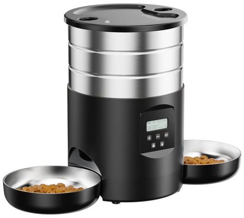 Futterautomat Katze 5L – Edelstahl, Timer & 2 Näpfe