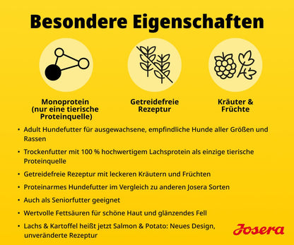 Josera Adult Lachs & Kartoffel Trockenfutter getreidefrei 12,5 kg
