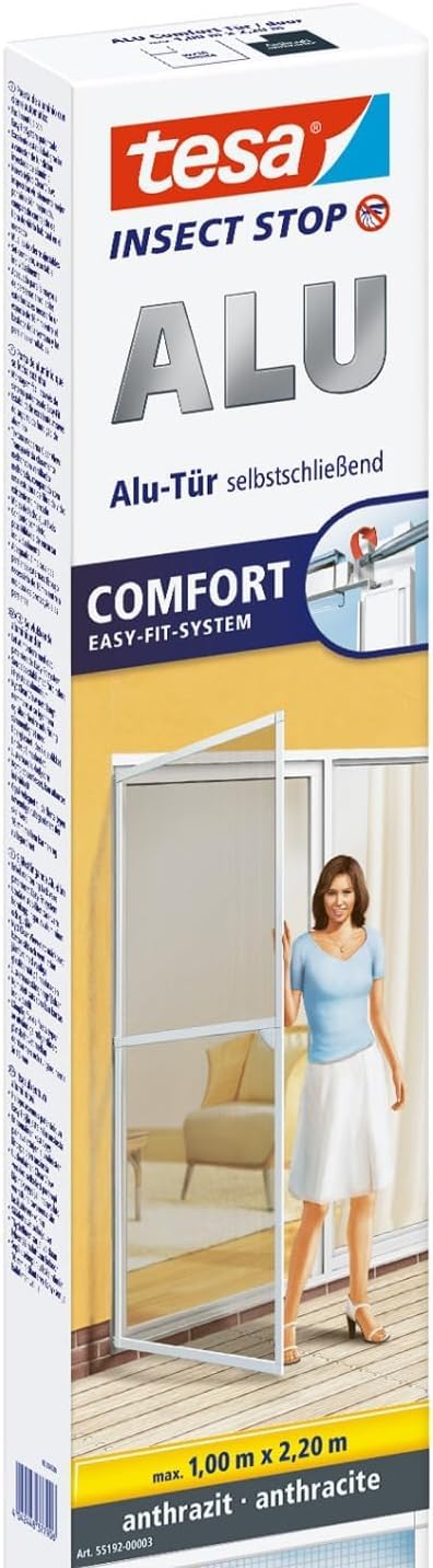 tesa Insect Stop ALU COMFORT Fliegengitter Tür – anthrazit 100x220cm