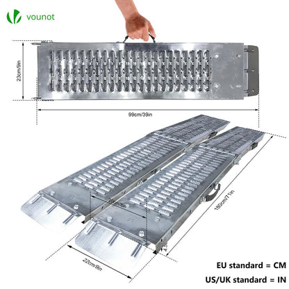 VOUNOT 2x Faltbare Auffahrrampe – 400 kg Tragkraft