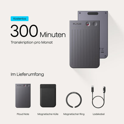 Plaud Note KI-Diktiergerät NB-100 mit 64 GB und Hülle, schwarz