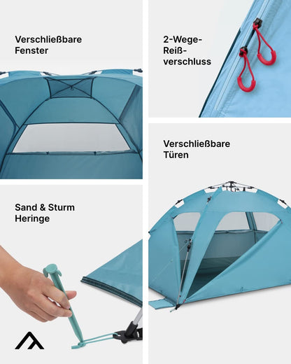 qeedo Quick Palm Strandmuschel für 2 Personen mit UV-Schutz 80+
