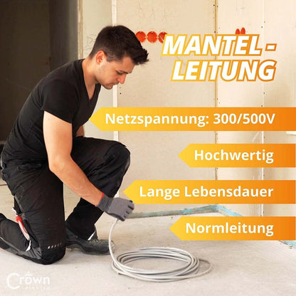 CROWNSTORES NYM-J Kabel 3x1,5mm² 50m Mantelleitung Kupfer 3-adrig