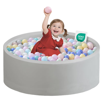 Zedachica Bällebad Baby 90x30 cm Schaumstoff rund grau ohne Bälle mit Reissverschluss