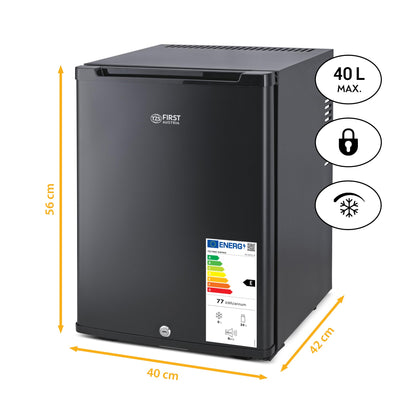 TZS First Austria Mini Kühlschrank 40L – Lautlos, abschliessbar, Mattschwarz