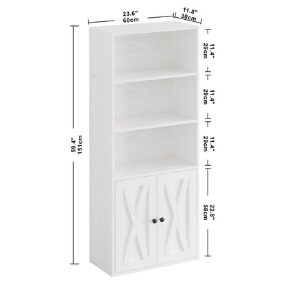 IRONCK Bücherregal – 2 Türen, 5 Ebenen, Industriestil weiss