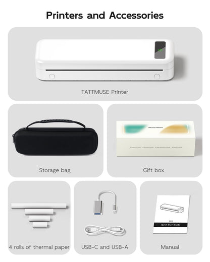 TATTMUSE Thermodrucker A4 - Mobiler Drucker Kit 300DPI