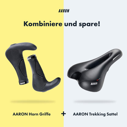 AARON Horn Lenkergriffe mit Gel-Dämpfung, ergonomisch, schwarz