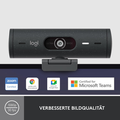 Logitech Brio 500 Full-HD Webcam mit Auto-Lichtkorrektur – Graphit