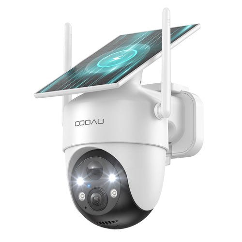 COOAU C8 PRO Überwachungskamera Aussen mit Solarpanel, 2K WLAN – kabellose Aussenüberwachung mit 360°-Schwenkfunktion