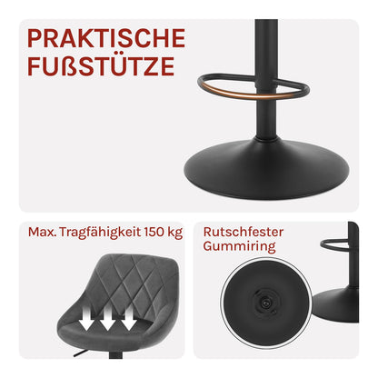 WOLTU Barhocker 2er Set – höhenverstellbar, drehbar, Dunkelgrau