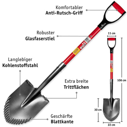 WALTER Spaten-Set 3-teilig, Kombispaten, Drainagespaten, Wurzelspaten