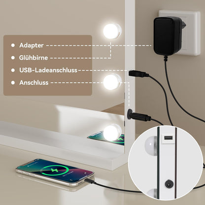 YU YUSING Schminkspiegel mit Beleuchtung 58x45 cm, 15 LED dimmbar