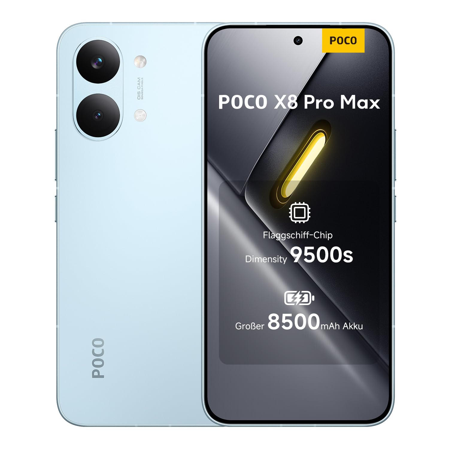 Xiaomi POCO X8 Pro Max Smartphone 12GB/256GB Dimensity 9500s Blau – blaues Gehäuse und 6,83-Zoll-AMOLED-Display