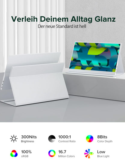 UPERFECT 15.6" 1920x1080 IPS Tragbarer Monitor - Weiss